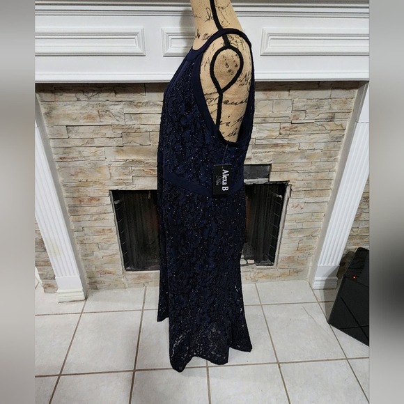 Alexa B. NITES Navy Lace And Mesh Party Maxi Dress Plus‎ Size 18W 2X New! - Picture 5 of 9